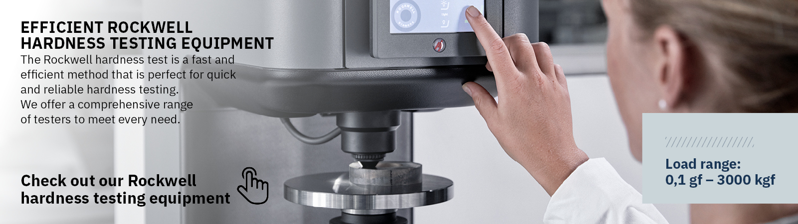 Efficient Rockwell hardness testing equipment